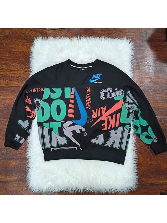 Nike Tops - Nike Sportswear Multicolor Logo Graphic Sweatshirt Oversized SZ S